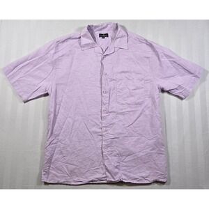 Vittorino Mens XL Purple 100% Linen Short Sleeve Camp Collar Button Down Shirt